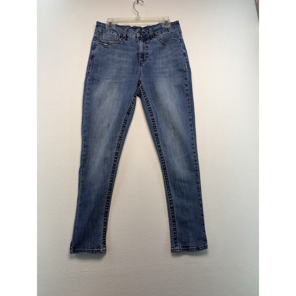 Seven7 Women's Size 12 Blue Skinny Leg Medium Wash Stretch Denim Jeans Fitted
